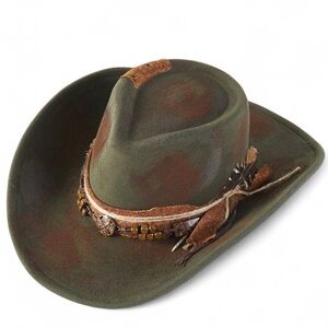 Unisex Green Distressed Cowboy Western Hat